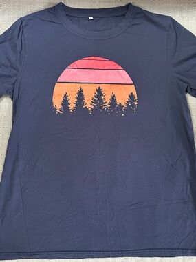 Navy Blue Crewneck Tee with graphics